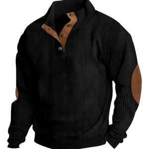 Black and Brown corduroy Ribbed Sweater